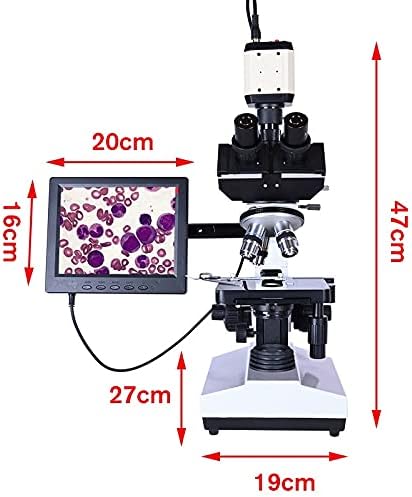 DLOETT Професионален Лаборатория за Биологичен тринокулярный Микроскоп с Увеличение 2500X + USB Електронна Цифрова CCD-Камера + 8-инчов LCD дисплей